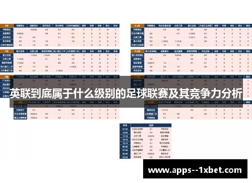 英联到底属于什么级别的足球联赛及其竞争力分析